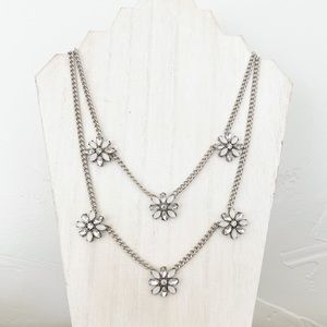 NWT LOFT Floral Crystal Double Strand Necklace